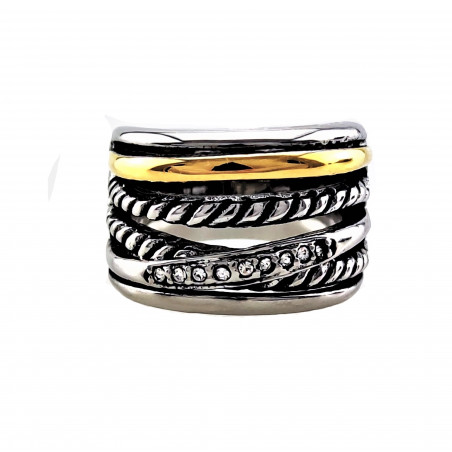 Brede Ring Dames Roestvrij Stalen Zilver/Goud Kleur Cutwork-Effect Ring
