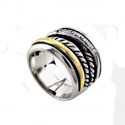 Brede Ring Dames - Roestvrij Stalen Zilverkleur-Goudkleur - Cutwork-Effect Ring