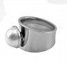 Brede Ring met Parel - Stalen Zilver Kleur - Ring Dames