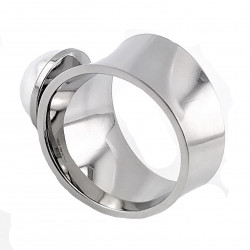 Brede Ring met Parel -Stalen Zilver Kleur Ring Dames