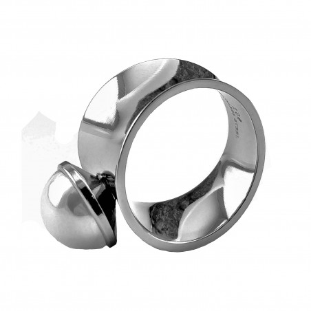 Brede Ring met Parel - Stalen Zilver Kleur - Ring Dames