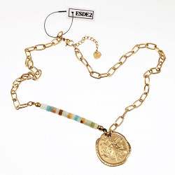 46cm Kompas ketting Dames - Stalen Goudkleur - Ovale Schakelsketting met Hanger