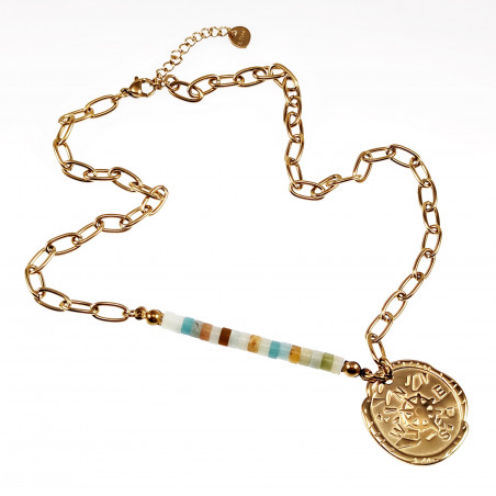 Kompas ketting Dames Stalen Goud Kleur Ovale Schakelsketting Hanger