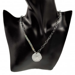 45cm Kompas ketting Dames - Stalen Zilverkleur - Ovale Schakelsketting met Hanger