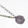 45cm Kompas ketting Dames - Stalen Zilverkleur - Ovale Schakelsketting met Hanger