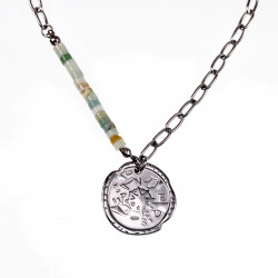 45cm Kompas ketting Dames - Stalen Zilverkleur - Ovale Schakelsketting met Hanger