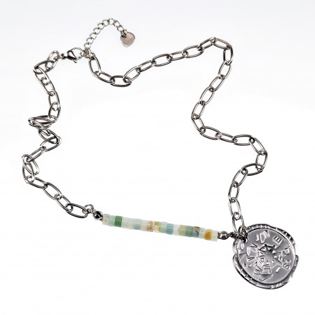 Kompas ketting Dames Stalen Zilver Kleur Ovale Schakelsketting Hanger