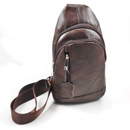 Donkerbruin Leren Crossbody Unisex  Schoudertas - Slingbag Heren Dames