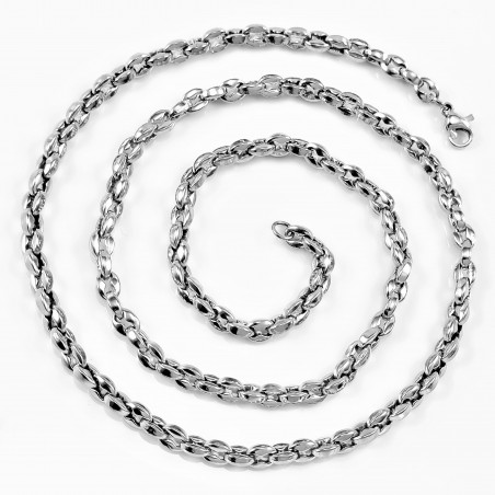 60cm, 4,5mm Koffieboon Ketting Unisex Stalen Zilver Schakelketting
