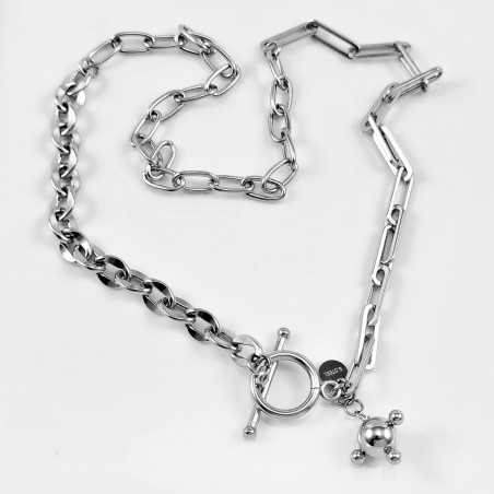 Schakelketting met Ball Hanger Dames RVS 14K Witgoud Plating