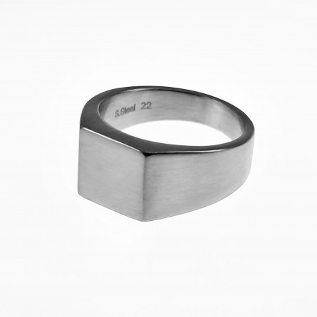 Vierkante Zegelring Heren - Roestvrij Staal Zilver Kleur