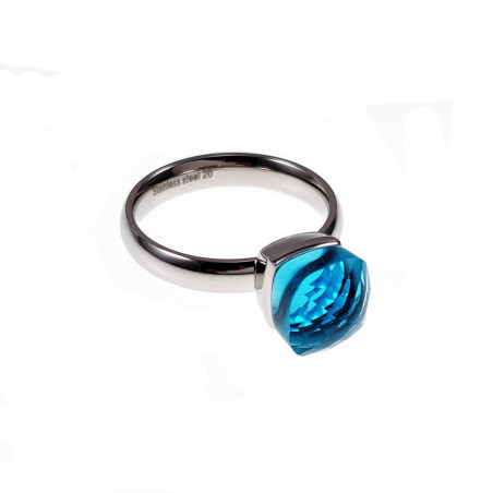 Solitaire Dames Ring Aqua/Blauw Kristal Roestvrij Stalen Zilver Kleur