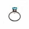 Solitaire Ring met Aqua/Blauw Kristal - Roestvrij Stalen Zilverkleur - Dames Ring