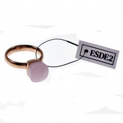 Solitaire Ring met Rose Kristal - Roestvrij Stalen Roségoudkleur - Dames Ring