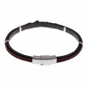 Zwarte/Bruin Armband Heren met Anker Leren RVS Zilver Kleur
