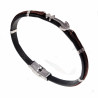 Zwarte/Bruin Armband Heren met Anker Leren RVS Zilver Kleur