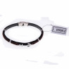 Zwarte/Bruin Armband Heren met Anker Leren RVS Zilver Kleur