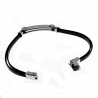 Zwarte Armband Heren met Plaat Leren RVS Zilver en Zwarte Kleur