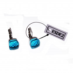 Dames Klap Oorbellen met Aqua/Blauw Kristal - Roestvrij Stalen Zilverkleur