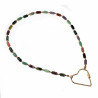 Hart Halsketting Dames Stalen Goud Kleur Gekleurde Natuurstenen Choker