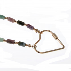Hart Halsketting Dames Stalen Goud Kleur Gekleurde Natuurstenen Choker
