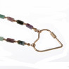 Hart Halsketting Dames Stalen Goud Kleur Gekleurde Natuurstenen Choker
