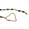 Hart Halsketting Dames Stalen Goud Kleur Gekleurde Natuurstenen Choker