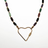 Hart Halsketting Dames Stalen Goud Kleur Gekleurde Natuurstenen Choker