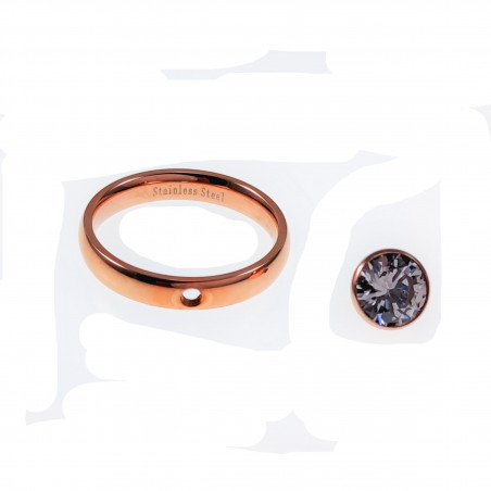 Roségoud Ring Dames - Zirkonia-Schroefelement - Roestvrij Stalen