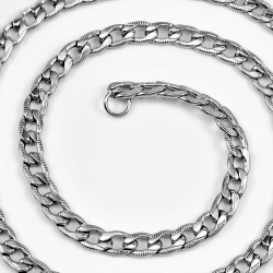 55cm x 6mm Gedetailleerde Ketting Heren - RVS Zilverkleur - Cubaanse Schakelketting