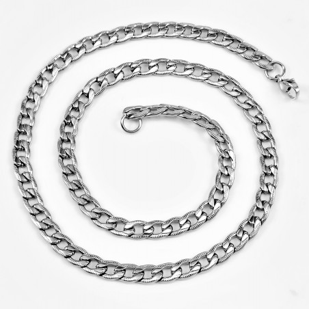 55cm, 6mm Gedetailleerde Ketting Heren RVS Zilver Kleur - Cubaanse Schakelketting