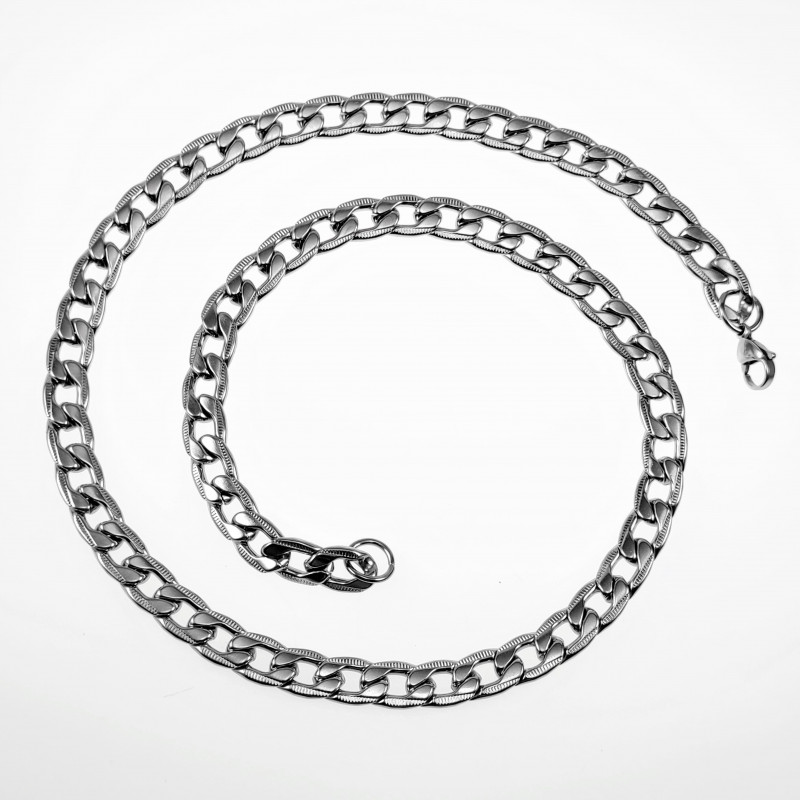 60cm x 9mm Gedetailleerde Ketting Heren - RVS Zilverkleur - Cubaanse Schakelketting