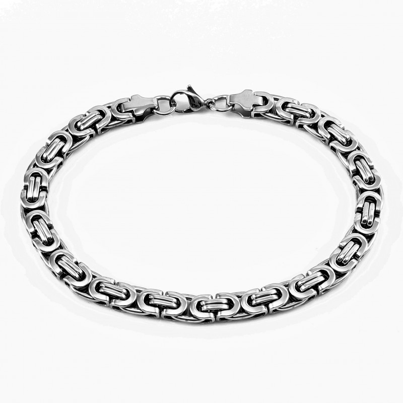 6,5mm Platte Koningsarmband Heren - Stalen Zilver Kleur - Schakelarmband