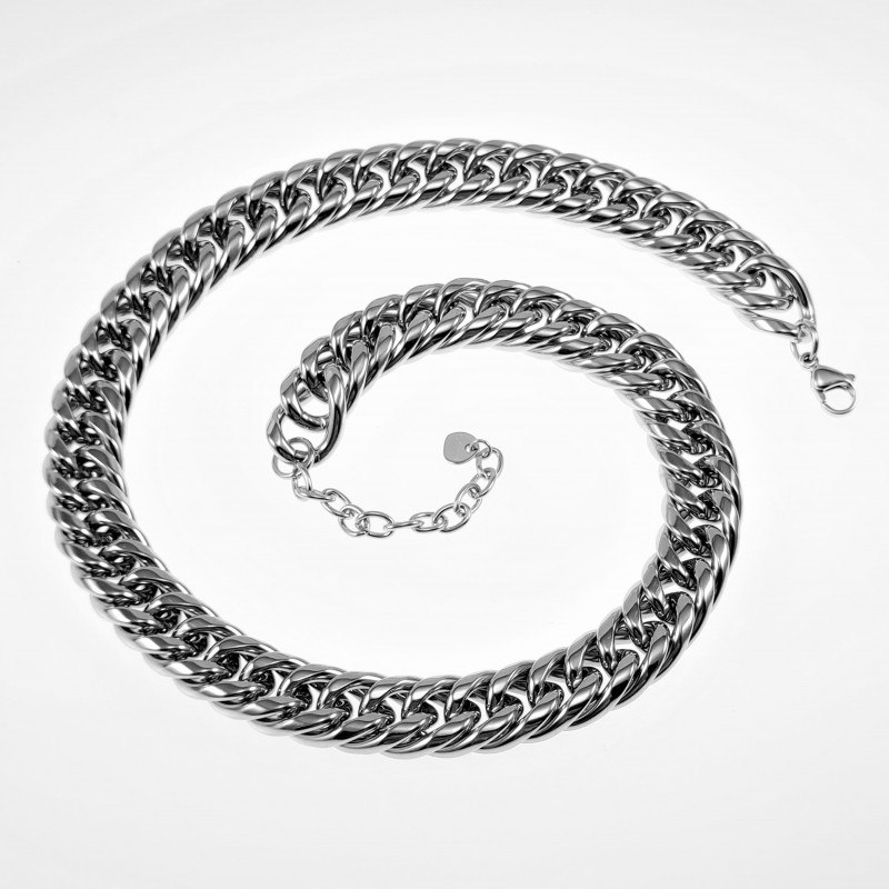 Gourmet Ketting Dames - Stalen Zilver Kleur - 49cm Schakelketting Gourmet Ketting Dames - Stalen Zilver Kleur - 49cm Schakelketting