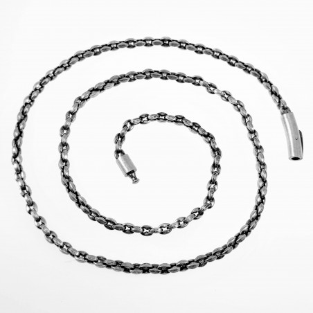 67cm Ketting Heren Mat Zilver Antiek Staal Koffieboon Schakelketting