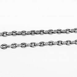 67cm x 4,5mm Ketting Heren - Mat Zilverkleur Antiek Staal - Koffieboon Schakelketting