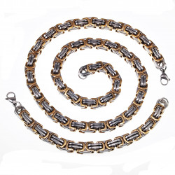 12mm Koningsarmband Heren Stalen Goud/Zilver Vierkant Schakelketting