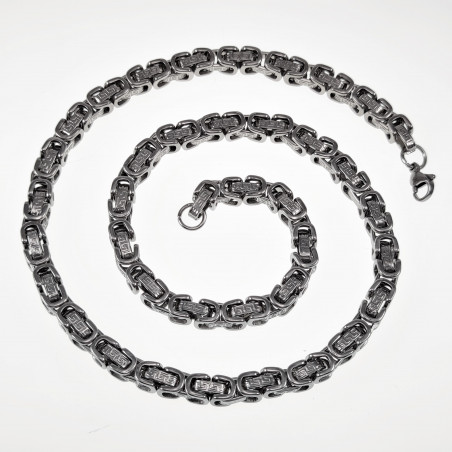 55cm Grieks Koningsketting Heren Stalen Vierkant Schakelketting