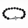 8mm Natuursteen Armband met Kruis - Matte Onyx en Hematiet - Kralen Armband Unisex