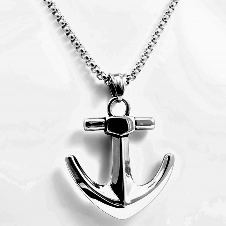 60cm x 3mm Jasseron Ketting + Ankerhanger Heren - RVS