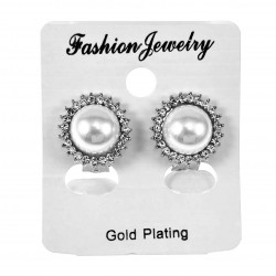 Dames Clip-on Oorbellen met Parel Zirkonia's Gold Plating Zilver Kleur