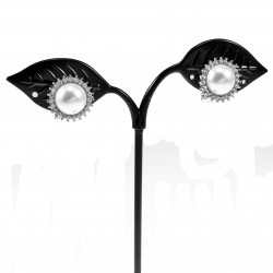 Dames Clip-on Oorbellen met Parel Zirkonia's Gold Plating Zilver Kleur