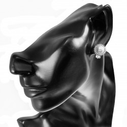 Ø15mm Ronde Clip-on Oorbellen Dames - Wit Gold Plated - Oorclips met Parel - Zirkonia's - Geen Gaatjes