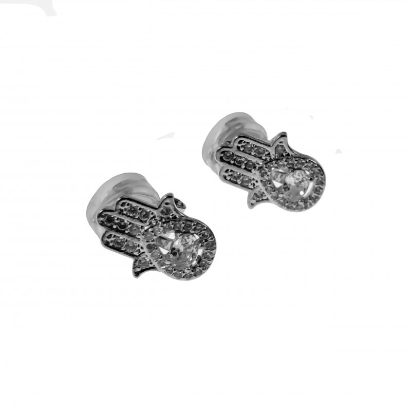 Clip-on Oorbellen Dames Zilver Kleur Hand van Fatima Oorclips Clip-on Oorbellen Dames Zilver Kleur Hand van Fatima Oorclips