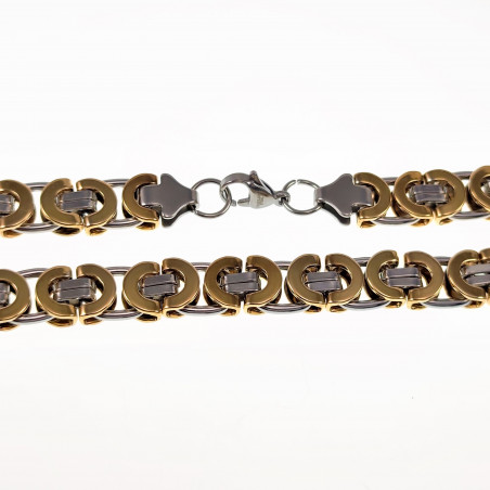 11mm Platte Koningsketting Heren - Stalen Goud/Zilver Kleur - Schakelketting