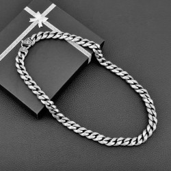 60cm x 13mm Cubaanse Ketting Heren - Stalen Mat Zilverkleur - Schakelketting