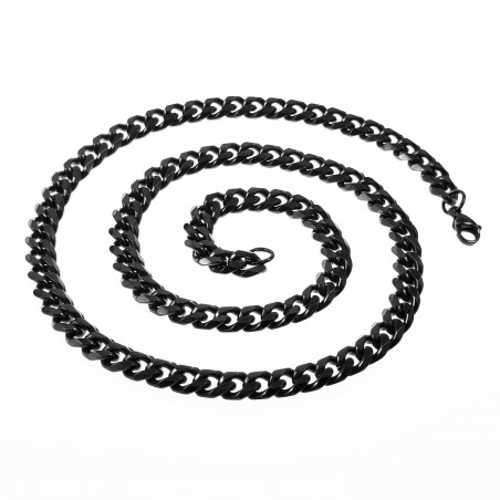 60cm Cubaanse Ketting Unisex Stalen PVD Coating Zwart Schakelarmband