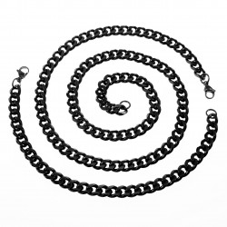 23cm Cubaanse Armband Unisex Stalen PVD Coating Zwart Schakelarmband