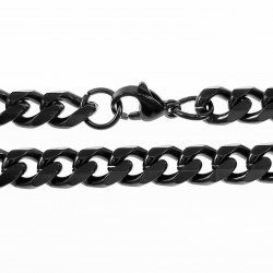 23cm Cubaanse Armband Unisex Stalen PVD Coating Zwart Schakelarmband