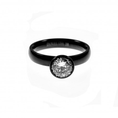 Dames Ring met Zirkonia-Schroefelement - Zwarte Stalen